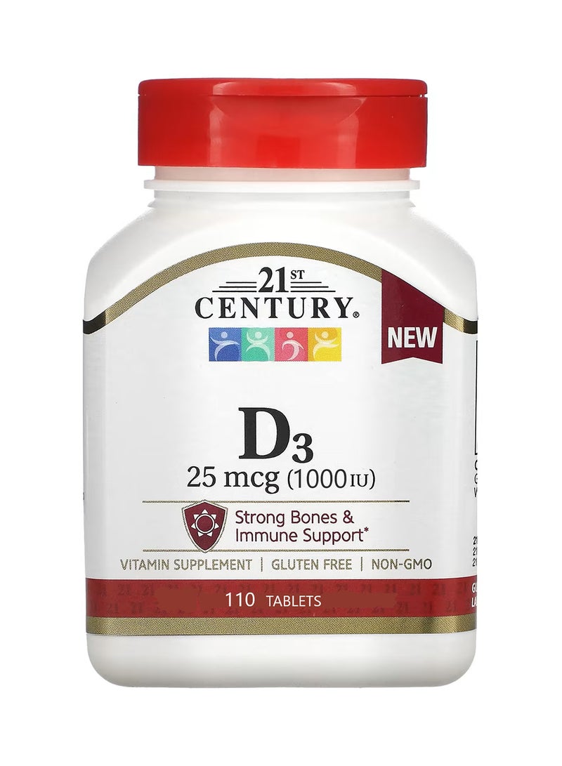 القرن الحادي والعشرون فيتامين د3 25 ميكروغرام 1000 وحدة دولية 110 أقراص - Image 1